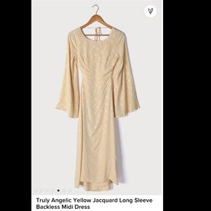 Lulus Jacquard Long Sleeve Backless Dress